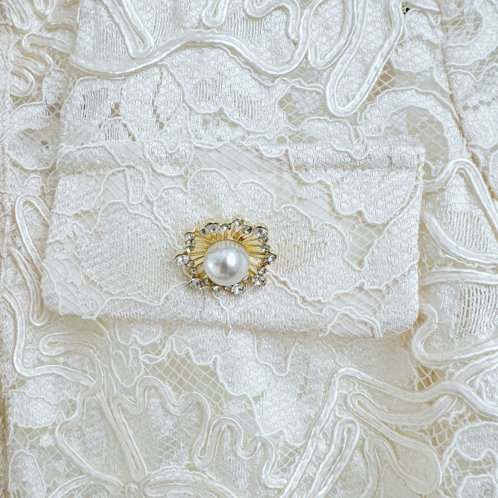 Everly Pearl Embellished Short Sleeve Lace Top - ALLARA