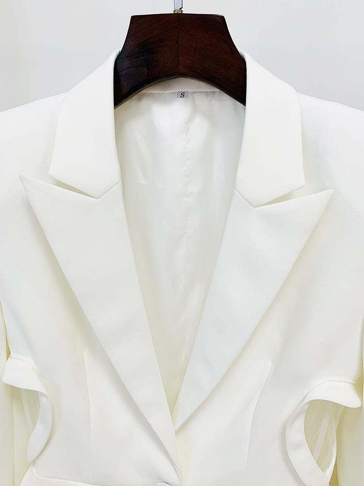 Fleur White Heart Cut Out Blazer & Pant Two Piece Set - ALLARA