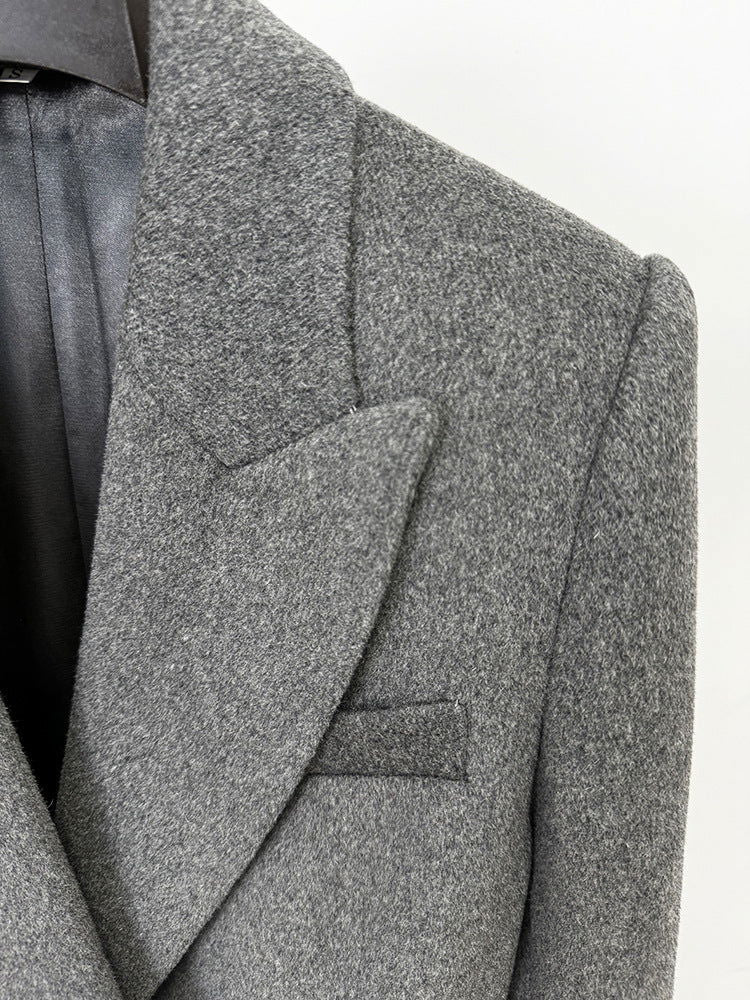 Freya Grey Bow Tie Wool Coat - ALLARA