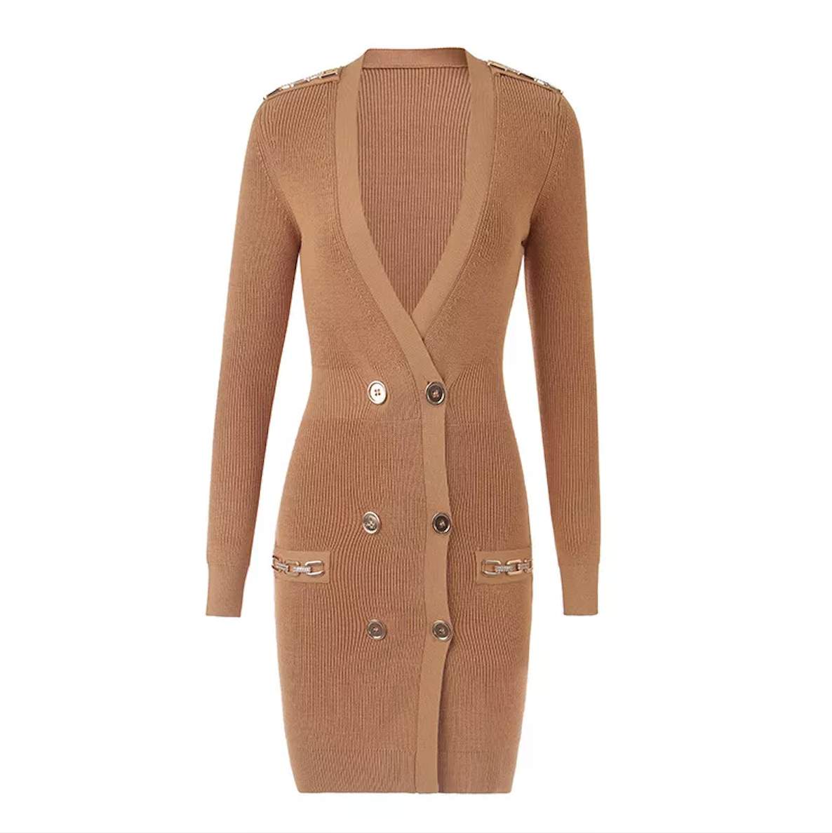 Georgia Beige Sweater Mini Dress - ALLARA