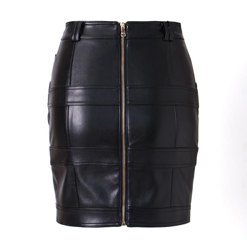 Giselle Black High Waisted Faux Leather Mini Skirt - ALLARA