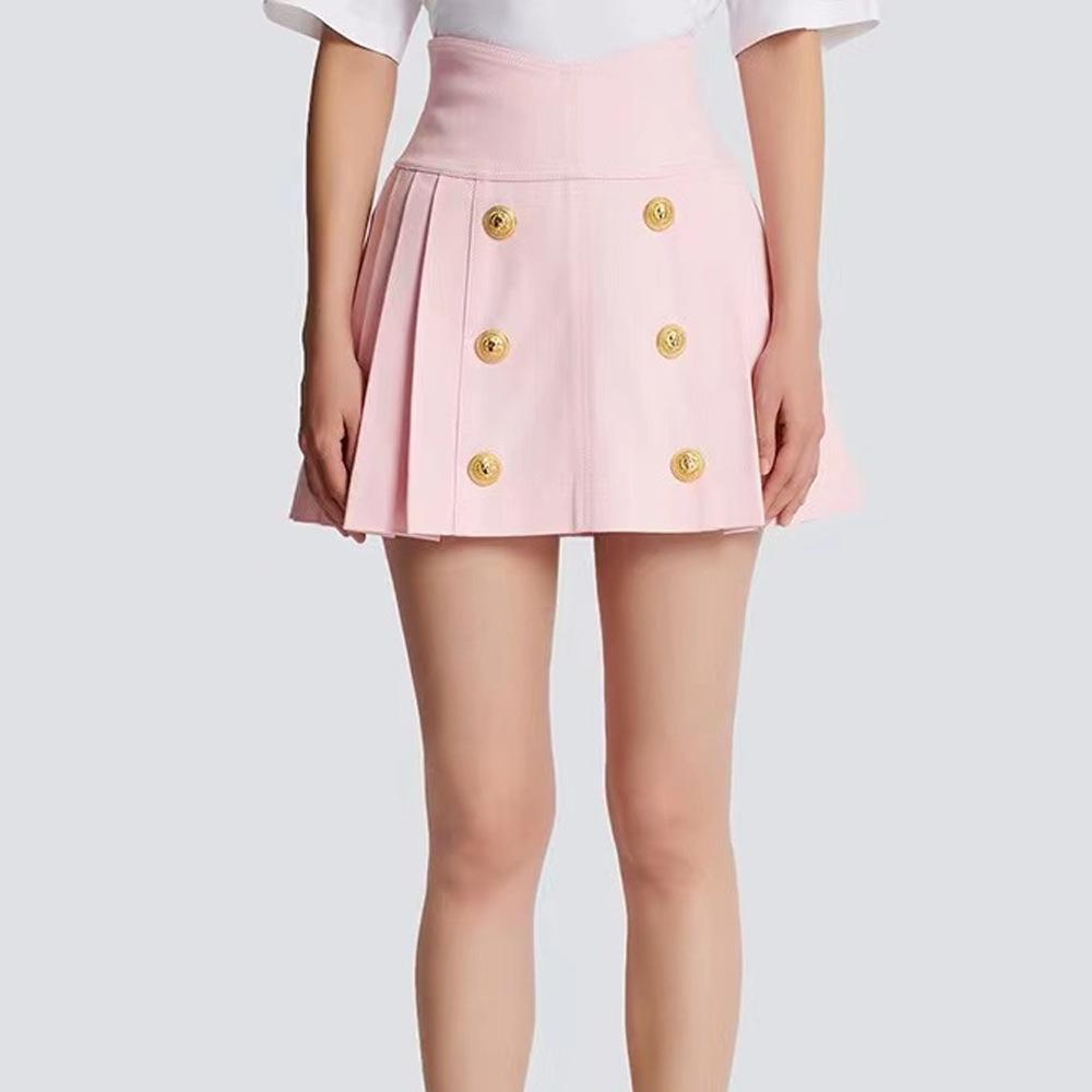 Grace Pink High Waist Denim Skirt - ALLARA