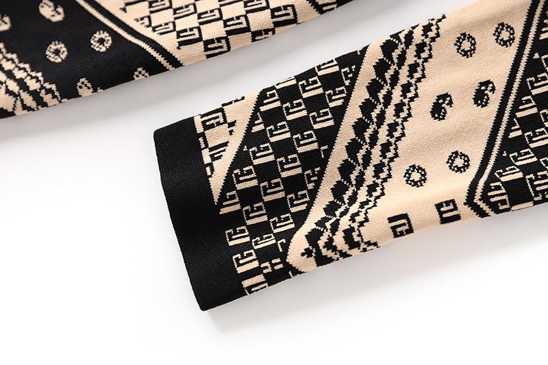 Gracelyn Black Pattern Long Sleeve Mini Dress - ALLARA