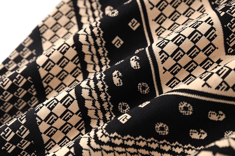 Gracelyn Black Pattern Long Sleeve Mini Dress - ALLARA