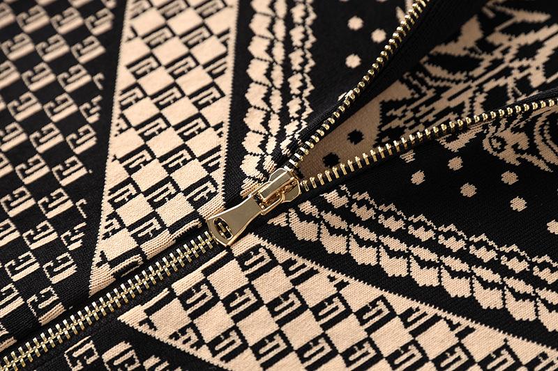 Gracelyn Black Pattern Long Sleeve Mini Dress - ALLARA