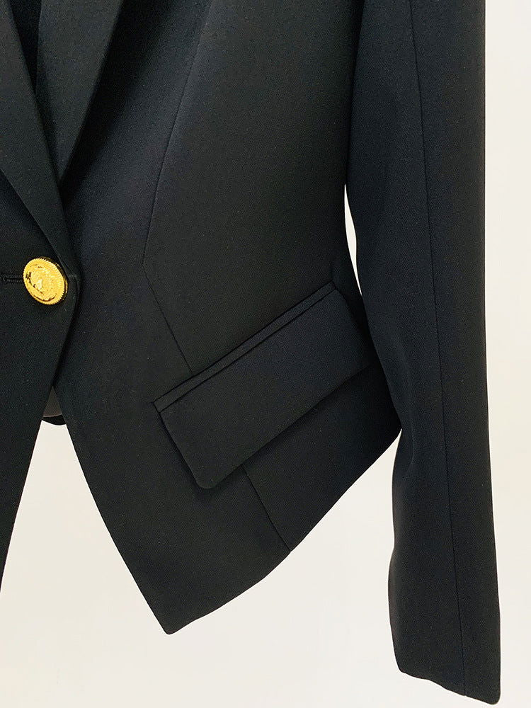 Greta Black Single Button Blazer - ALLARA