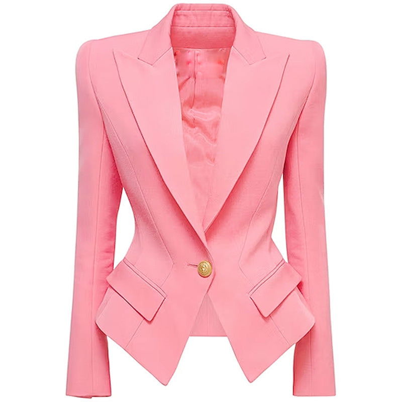 Greta Pink Single Button Blazer - ALLARA