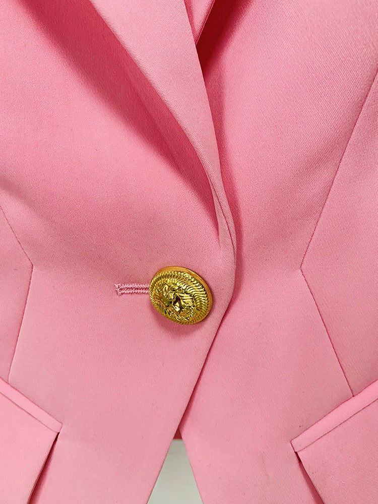 Greta Pink Single Button Blazer - ALLARA