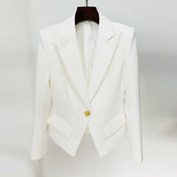 Greta White Single Button Blazer - ALLARA