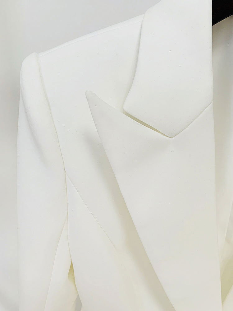 Greta White Single Button Blazer - ALLARA