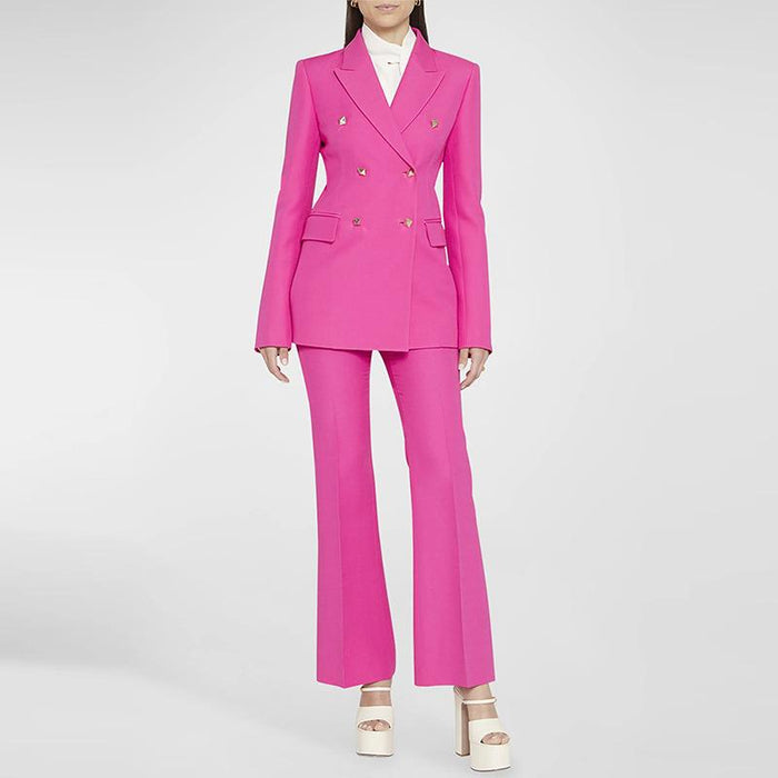 Hannah Hot Pink Blazer and Pant Two Piece Set - ALLARA