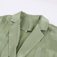 Heather Green Belted Shirt and Pant Two Piece Set - ALLARA