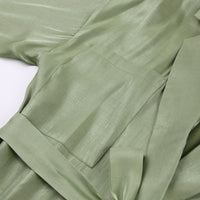 Heather Green Belted Shirt and Pant Two Piece Set - ALLARA