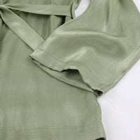 Heather Green Belted Shirt and Pant Two Piece Set - ALLARA