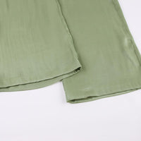 Heather Green Belted Shirt and Pant Two Piece Set - ALLARA