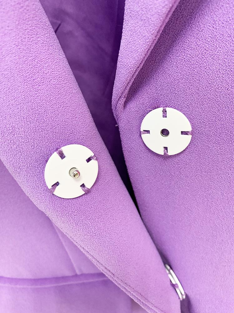 Holly Purple Oversized Blazer with Rhinestone Bowtie and Pearl Chain - ALLARA