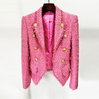 Hot Pink Tweed Blazer Jacket - ALLARA