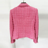 Hot Pink Tweed Blazer Jacket - ALLARA