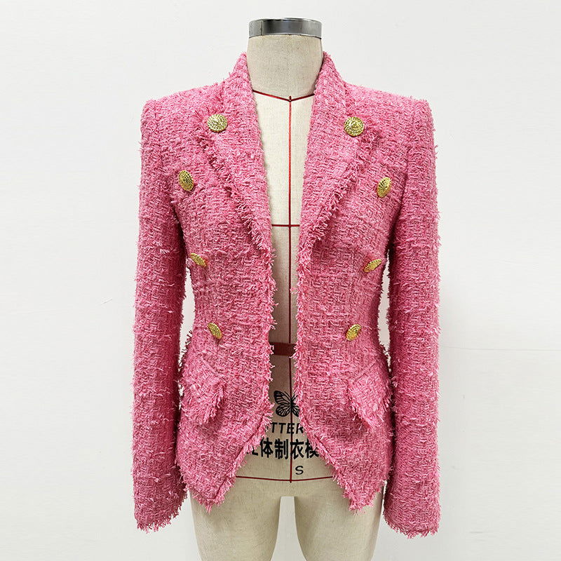 Hot Pink Tweed Blazer Jacket - ALLARA