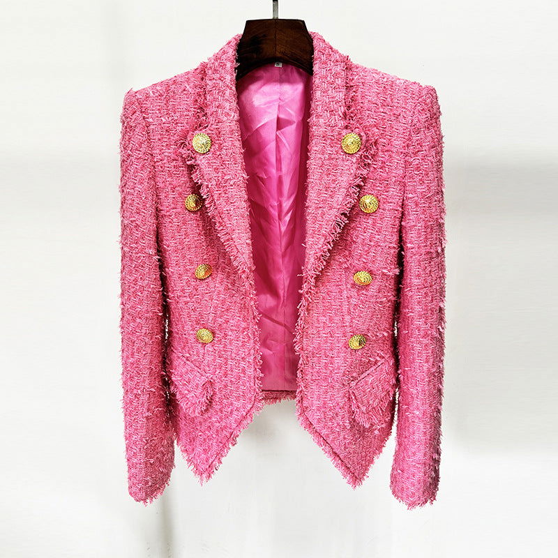 Hot Pink Tweed Blazer Jacket - ALLARA