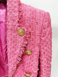 Hot Pink Tweed Blazer Jacket - ALLARA