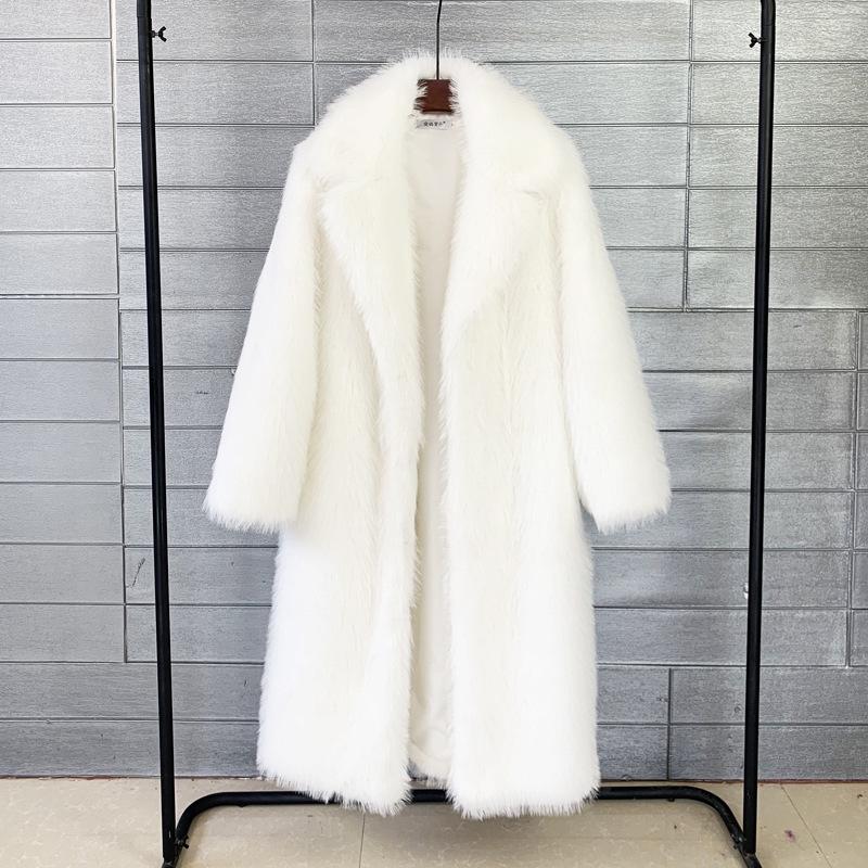 Imogen White Faux Fur Long Coat - ALLARA