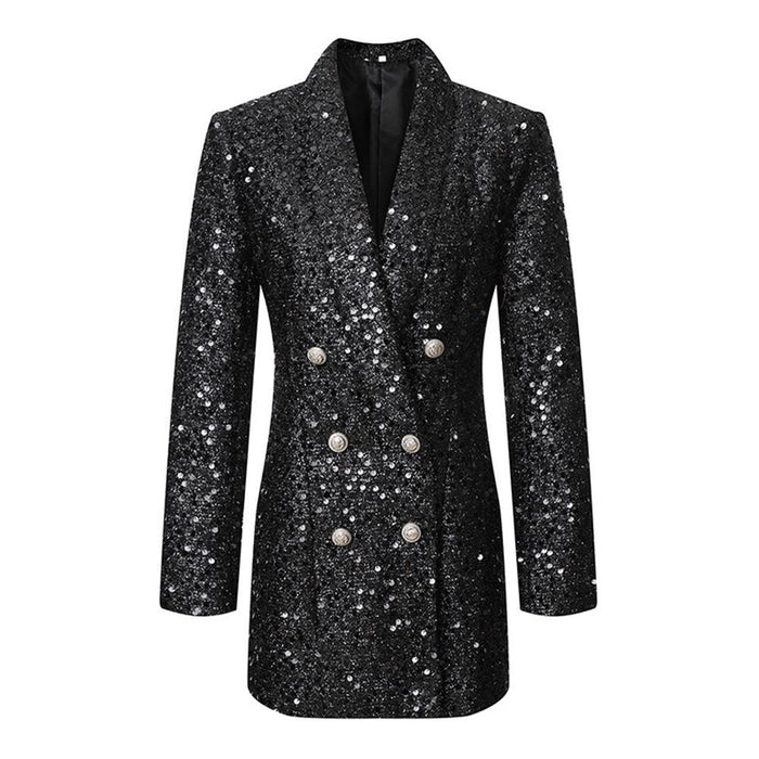 Isla Black Sequin Blazer Mini Dress - ALLARA