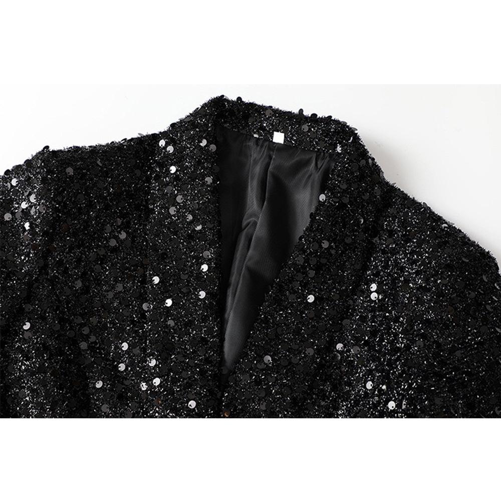 Isla Black Sequin Blazer Mini Dress - ALLARA