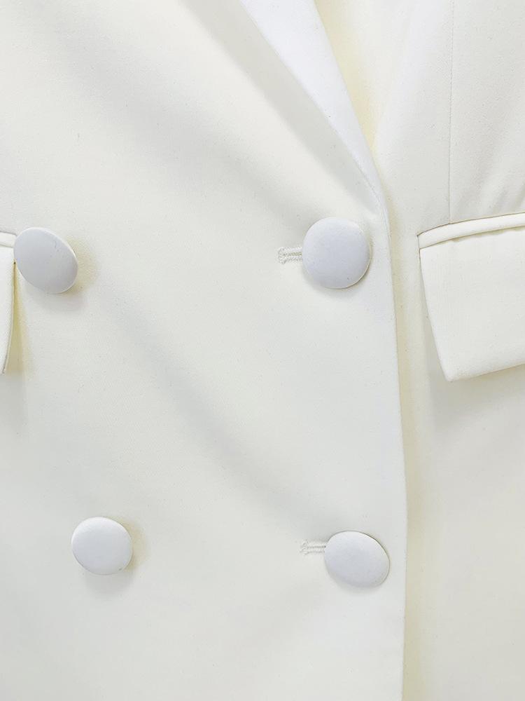 Jade White Rhinestone Mini Blazer Dress - ALLARA