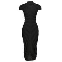 Jessenia Black Ruched Knit Dress - ALLARA