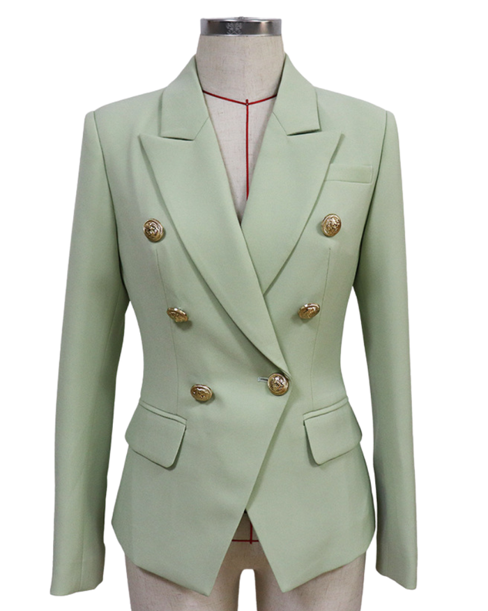 Jodie Light Green Double Breasted Blazer - ALLARA