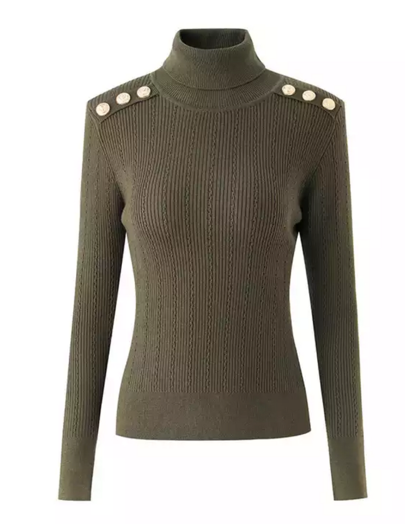 Jolene Green Knit Turtleneck - ALLARA