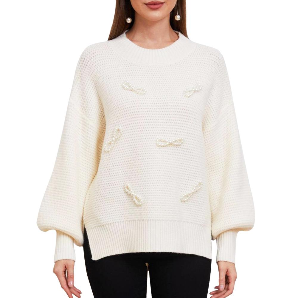 Juliette Pearl Bow-Tie Knit Sweater - ALLARA