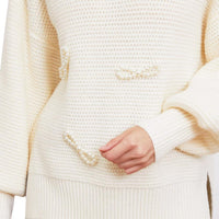 Juliette Pearl Bow-Tie Knit Sweater - ALLARA