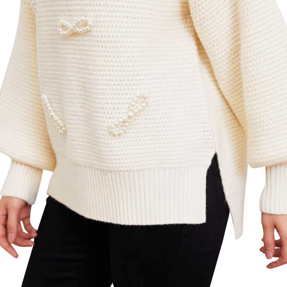 Juliette Pearl Bow-Tie Knit Sweater - ALLARA