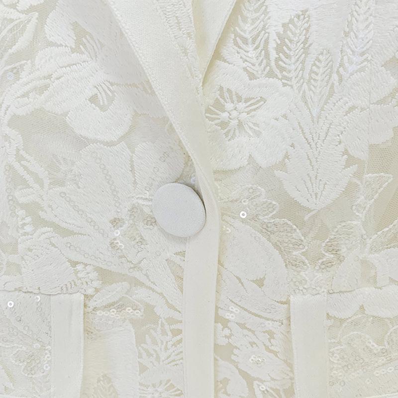 Keira White Lace Blazer and Pant Two Piece Set - ALLARA