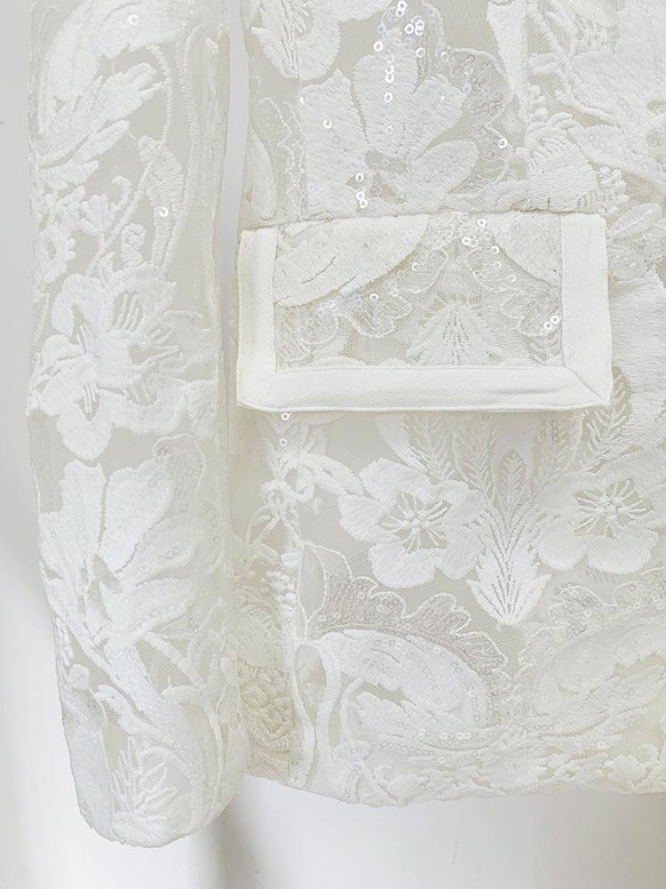 Keira White Lace Blazer and Pant Two Piece Set - ALLARA