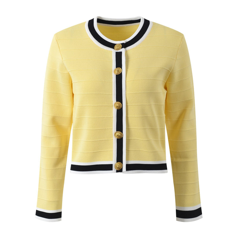 Kendall Contrasting Color Button Up Cardigan - ALLARA
