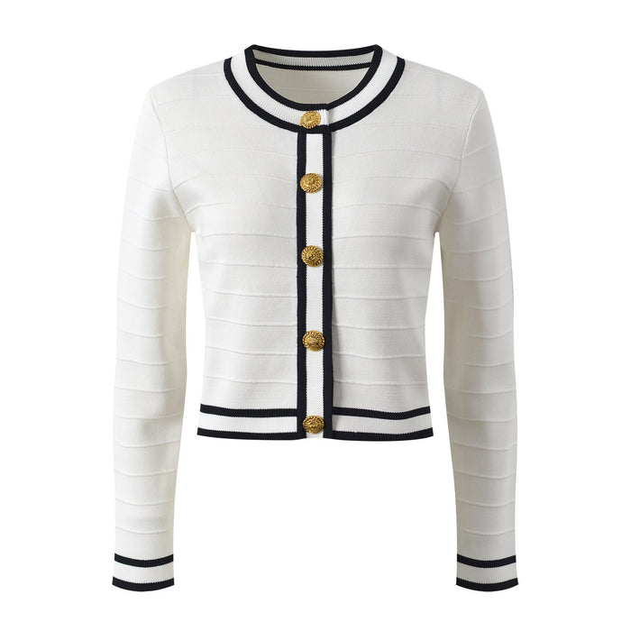 Kendall Contrasting Color Button Up Cardigan - ALLARA