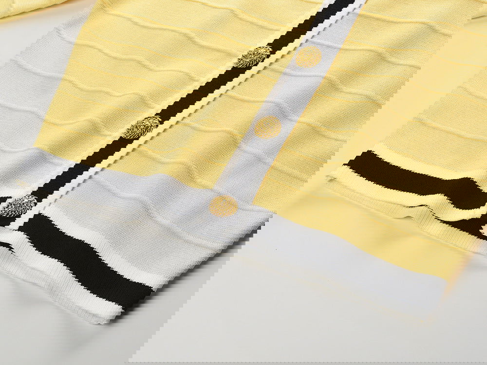 Kendall Contrasting Color Button Up Cardigan - ALLARA