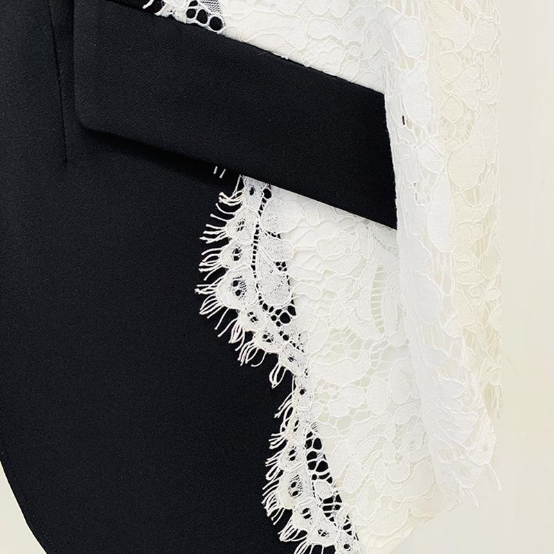 Kiara Black Blazer with Lace Arms - ALLARA