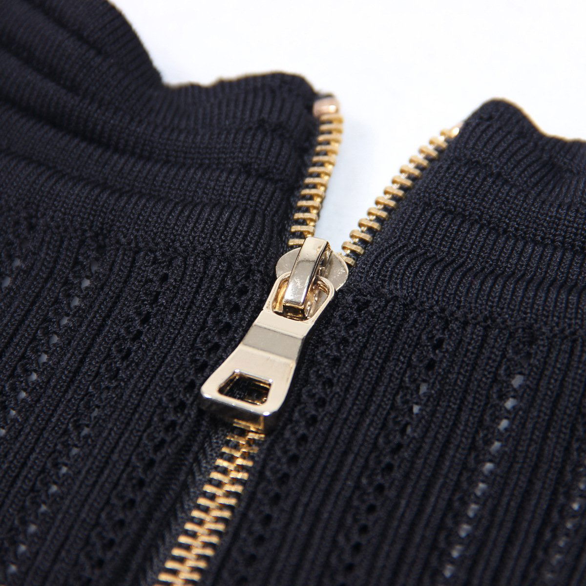 Knit Ribbed V-Neck Slim-Fit Short-Sleeved Dress - ALLARA