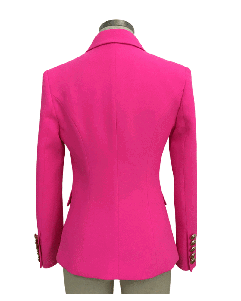 Krystal Neon Pink Double Breasted Blazer - ALLARA