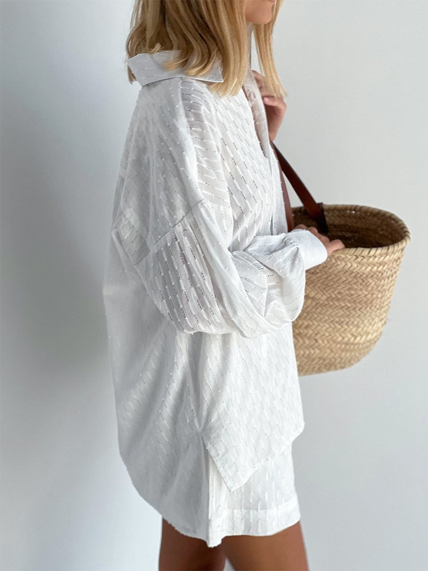 Lavinia Green Puff Sleeve Shirt and Shorts Two Piece Set - ALLARA