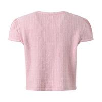 Lenora Crystal Button Up Tweed Crop Top - ALLARA