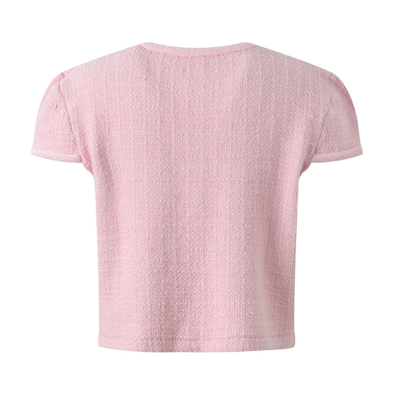 Lenora Crystal Button Up Tweed Crop Top - ALLARA