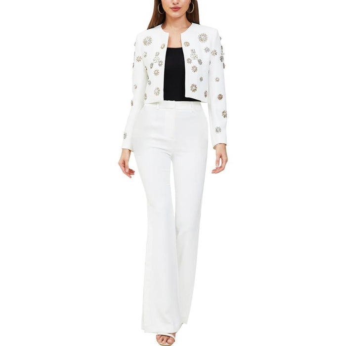 Margot White Crystal Blazer & Pant Two Piece Set - ALLARA