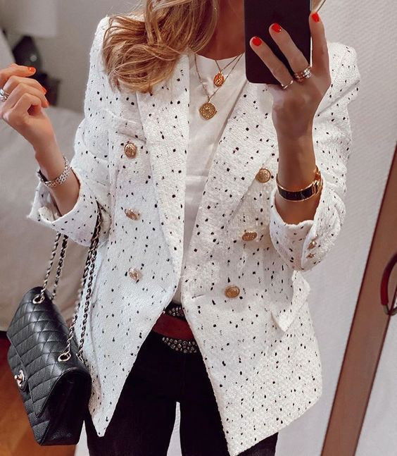 Marisol White Plaid Tweed Blazer - ALLARA