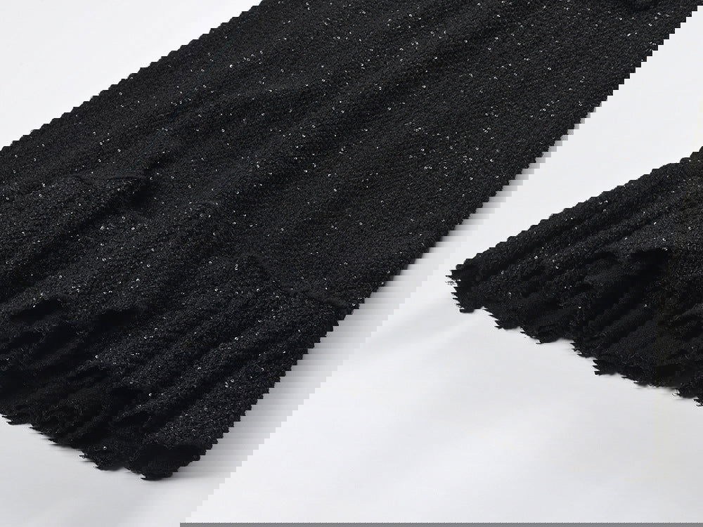 Marlowe Crystal Button Up Long Sleeve Tweed Mini Dress - ALLARA