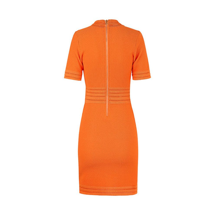 Morgan Orange Knit Bodycon Dress - ALLARA